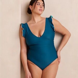 Summersalt Ruffle Backflip in sea glass/seaweed